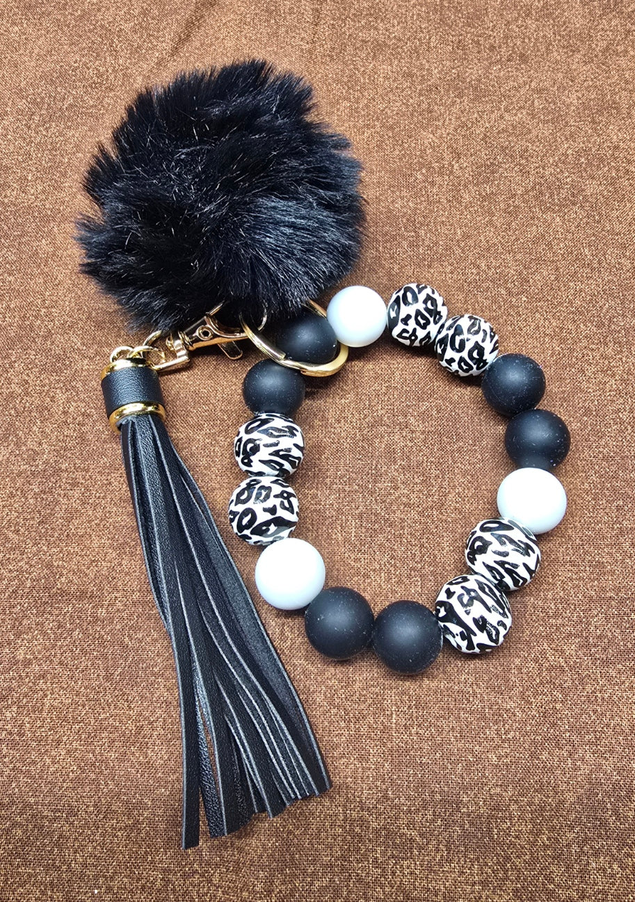 A Beaded Keychain with Pompom