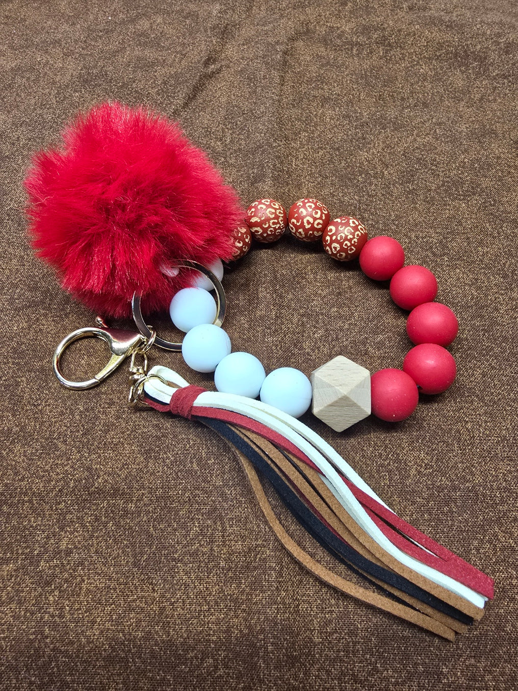 A Beaded Keychain with Pompom