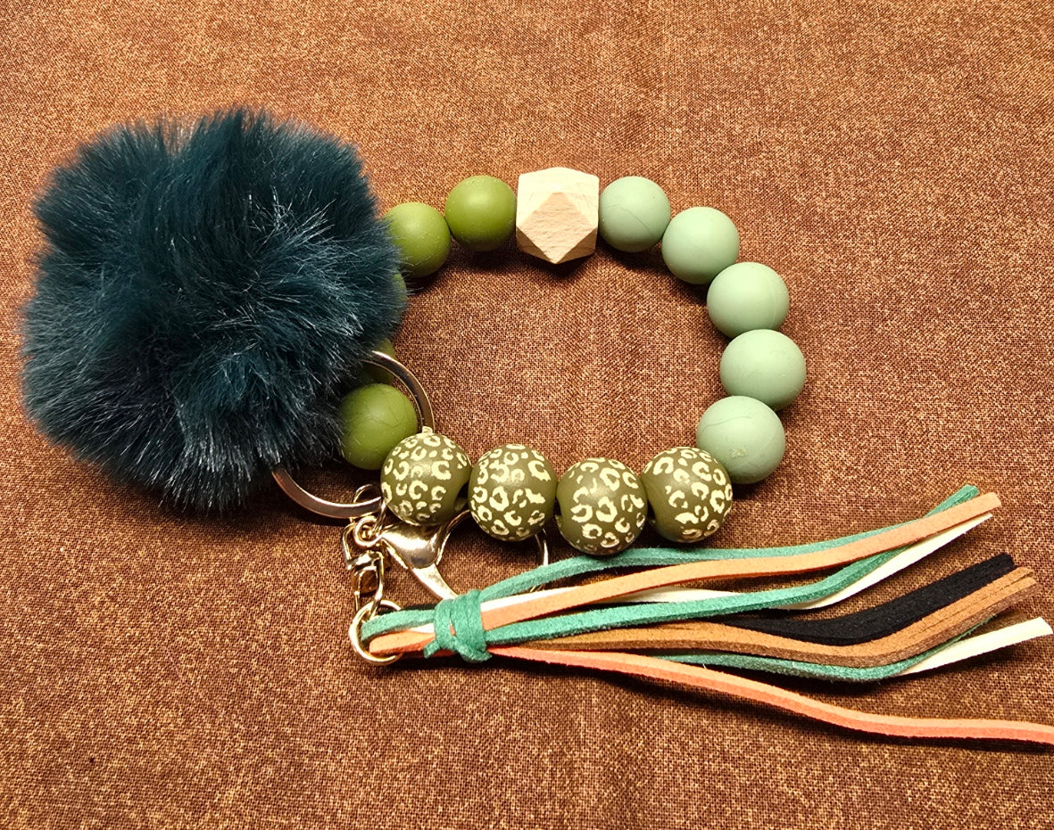 A Beaded Keychain with Pompom