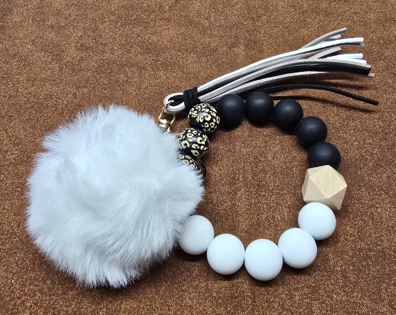 A Beaded Keychain with Pompom