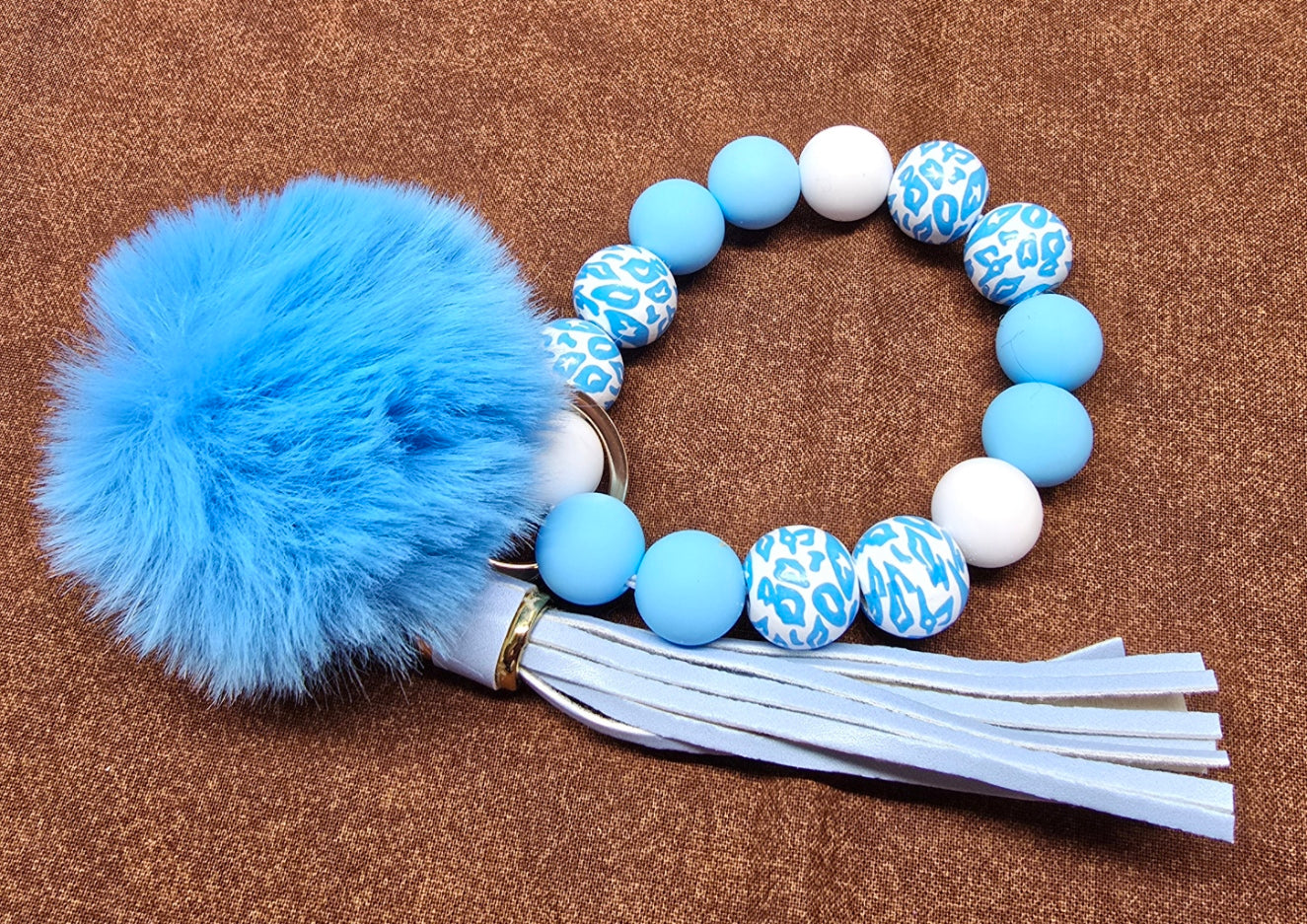 A Beaded Keychain with Pompom