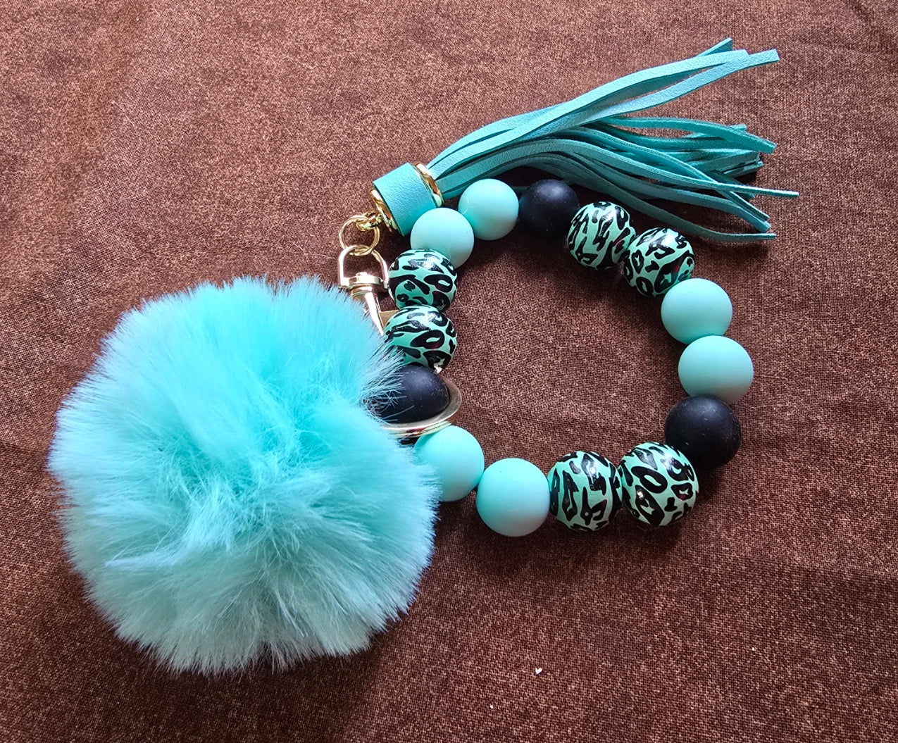 A Beaded Keychain with Pompom