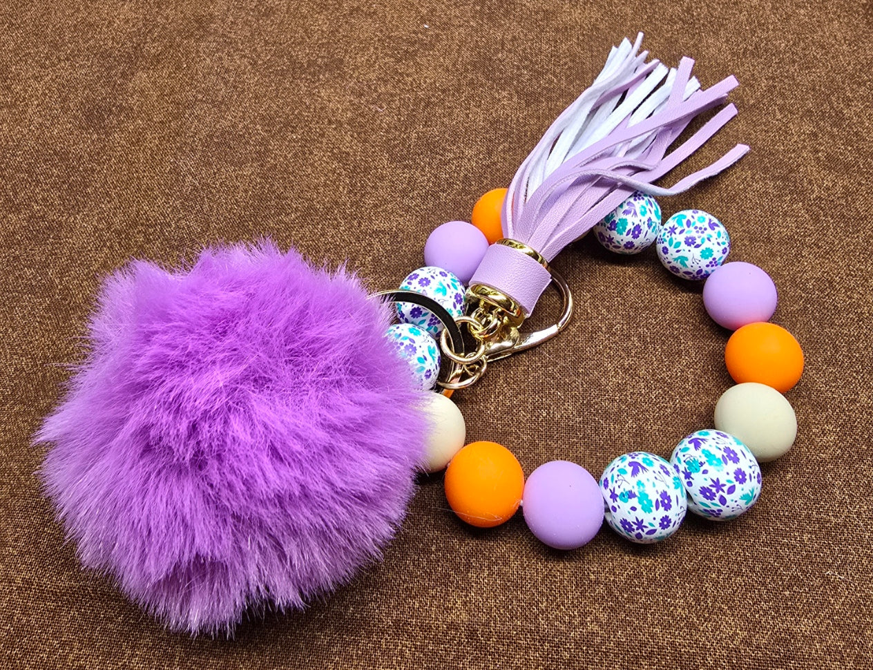 A Beaded Keychain with Pompom