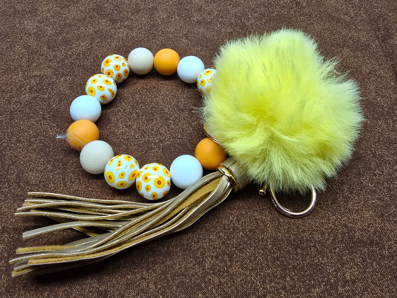 A Beaded Keychain with Pompom