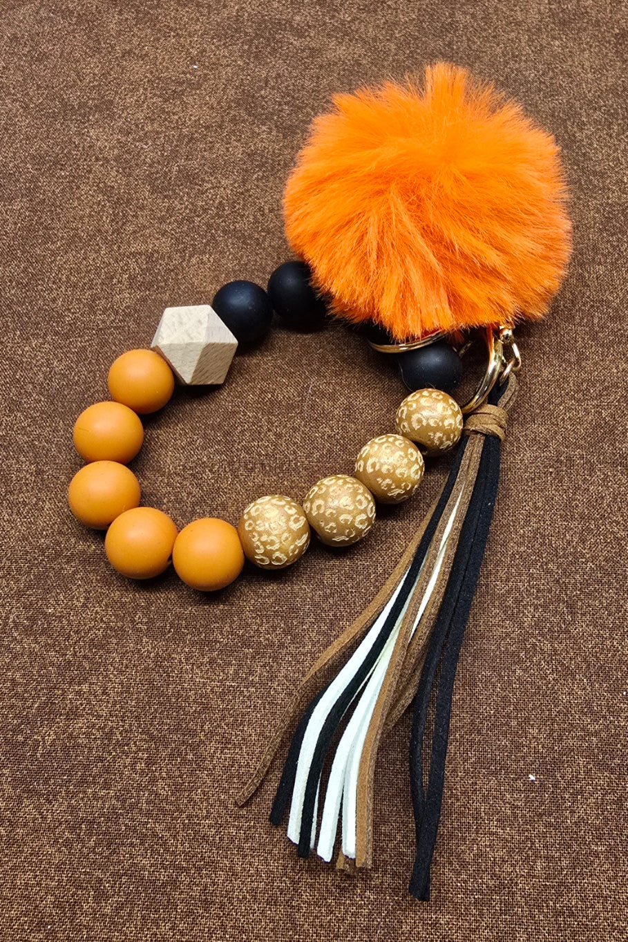 A Beaded Keychain with Pompom