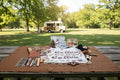 coffee bundle on picnic table in front of a coffee truck